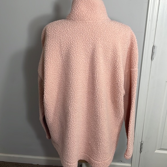 EUC Old Navy Cozy Sherpa Quarter-Zip Pullover in Pink and Cream Size XXL - Picture 3 of 9